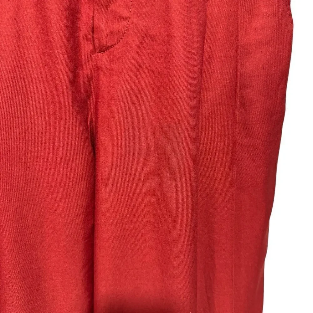 Banana Republic Cherry Red Lena Wide-leg Linen-blend Pant Trousers